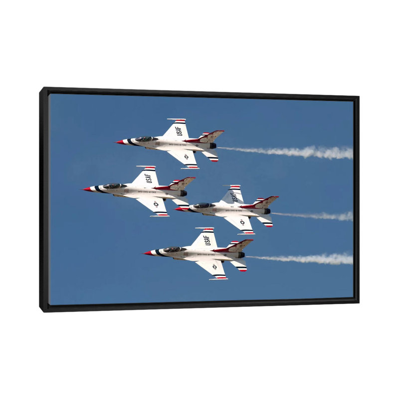 « the us air force thunderbirds fly », reproduction de photo sur toile, H 18 po x l 26 po x P 1,5 po, Toile encadrée noire