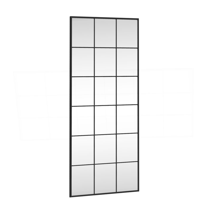 Stylish And Functional Iron Grid Right-Angled Rectangular Black Full-Length Mirror For Versatile Home Decor