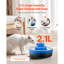 Fontaine à chat en céramique 2,1 l, distributeur d'eau pour animal de compagnie en forme de petit gâteau avec pompe ultra-silencieuse, zone de boisson à 360 ° et filtration multicouche pour chats et chiens