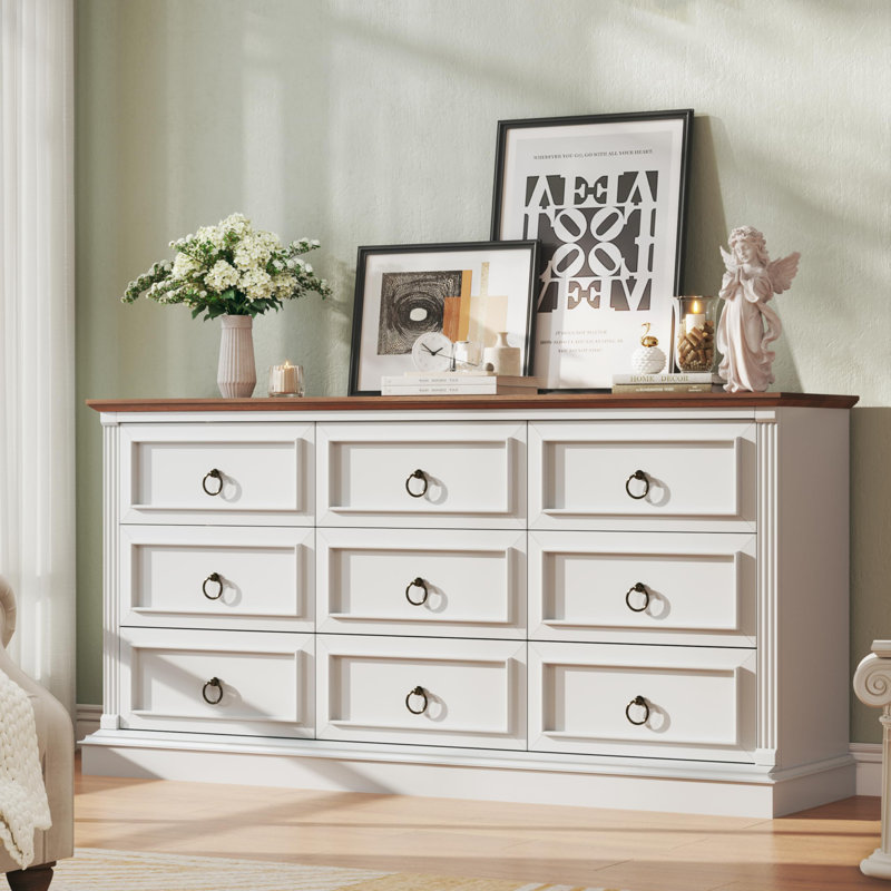Farmhouse 9 Drawer Dresser Storage Organizer