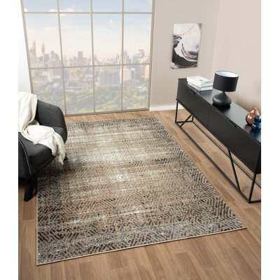 Tapis brun à motif abstrait