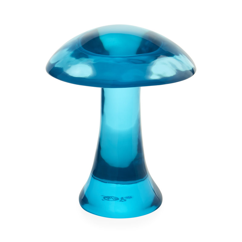 Acrylic Mushroom Sculpture, Blue, 19" H x 15.5" W x 15.5" D