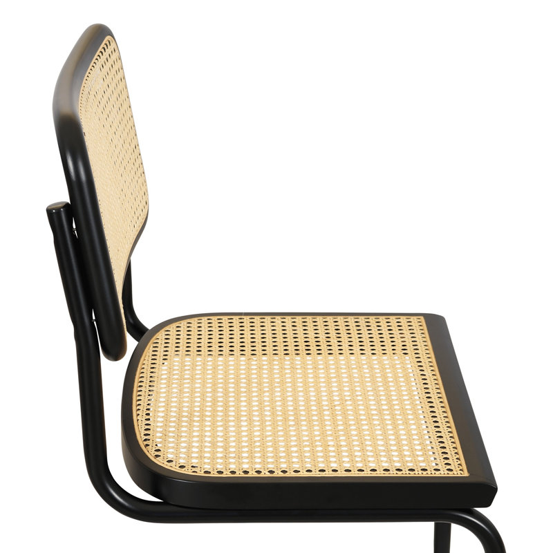 Marcel Breuer Cesca Cane Cantilever Dining Side Chair, Black/Natural/Black