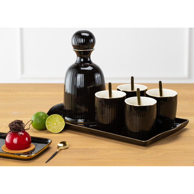 Breesha 6 Piece Coffee Set, Black