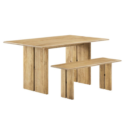 Modway Amistad Wood Dining Table and Bench Set