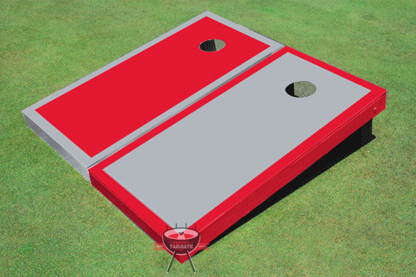 Ensemble de 2 panneaux de corniche à bordure alternée 2 pi x 4 pi, Gris et rouge