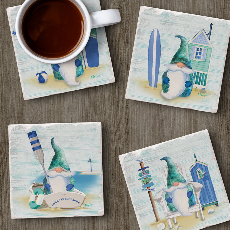 Ensemble de 4 sous-verres Coastal Gnomes