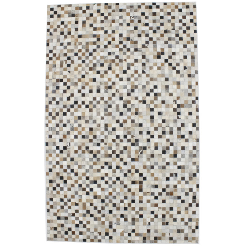 Tapis ivoire en cuir Buariki, Rectangle 5 pi x 8 pi