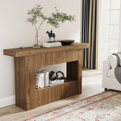 Entryway Table With Storage, 55-Inch Farmhouse Console Table 2-Tier Sofa Table Behind The Couch Wooden Hallway Table For Entryway, Living Room, Entran -  Ebern Designs, 10D07EB688DC4CC780013FBEBC87C8EC
