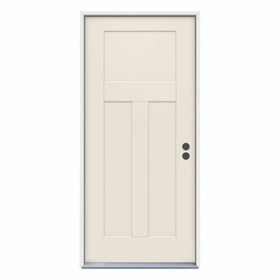 3-Panel Craftsman Primed Steel Prehung Front Entry Door