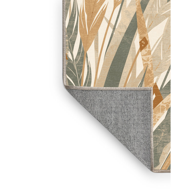 Machine Washable Ottwell Wild Grass Bohemian Moroccan Rug in Beige – Beige Binding, 2x4
