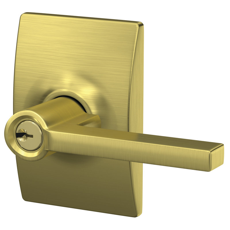 Levier de porte à clé Latitude, Laiton satiné, Oui
