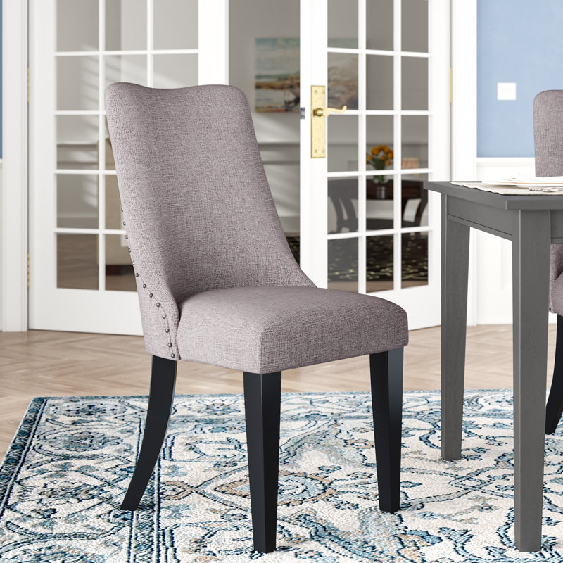 19.5'' H Linen Upholstered Side Chair, Gray, Espresso