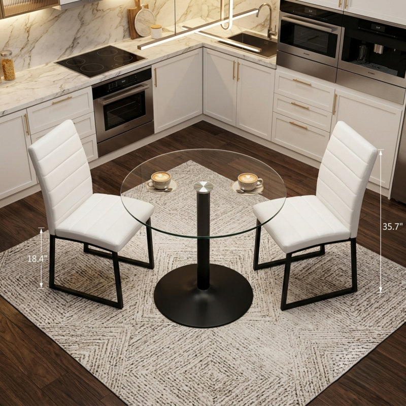 Ensemble de salle à manger 3 pièces Bistro, White, 3 Pieces: Table, 2 Chairs, 30" H x 35" W x 35" D