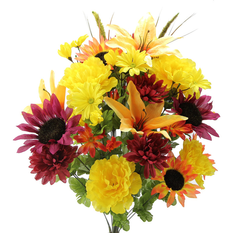 Douille mélangée 36 fleurs, Jaune/magenta/corail