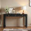 Console de style rétro avec coins arrondis, 3 tiroirs et pieds épais-1609157411