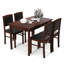 Ensemble de table de salle à manger 5 pièces pour 4 personnes avec dossier rembourré en bois d'hévéa-480742857-480742862