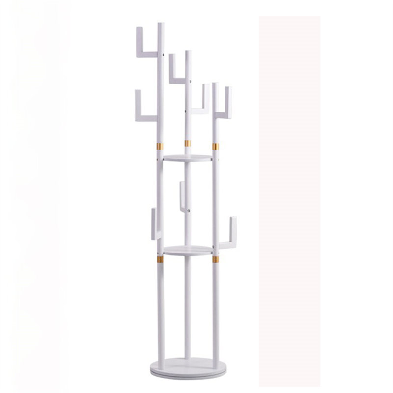 Rotatable Solid Wood Clothes And Hat Stand, White