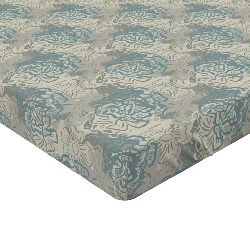 Drap-housse Ambesonne, Coquille d'œuf foncé, bleu cadet / floral, Drap-housse de taille très grand