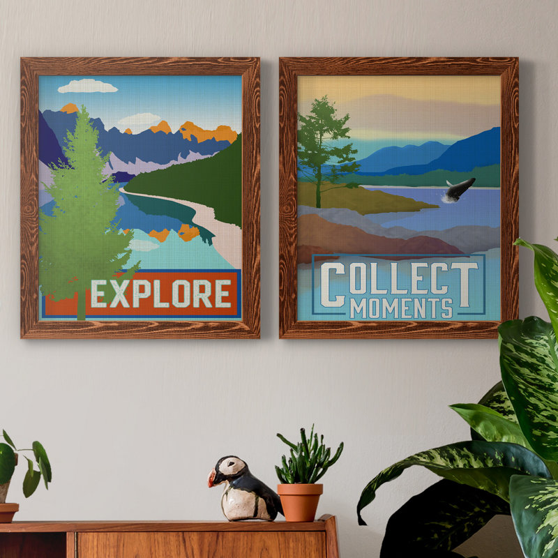 Explore - ensemble d'impressions 2 pièces, Toile avec cadre érable, Pas de tapis, H 24 po x l 36 po x P 1,5 po