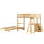 Lit superposé simple au dessus d'un lit double avec bureau intégré, trois tiroirs, rangement, lits séparés, bois de pin massif-115733854