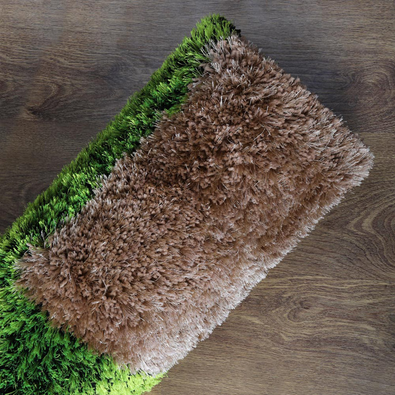 TAPIS EN POLYESTER ÉCOLOGIQUE ET À MAIN HAG touffeté à la main Heller - Rectangle | Vert beige | Géométrique moderne | High Pile | Épais fait à la main | Antidérapant | Tapis pour le salon