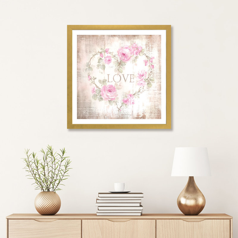 «Love Sign» - reproduction de cadre photo, Papier doré, H 16 po x l 16 po x p 1 po