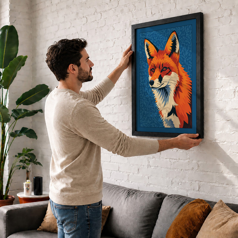 Alert Fox Modern - Framed Print, A1 - 84.1 x 59.4 cm, Black