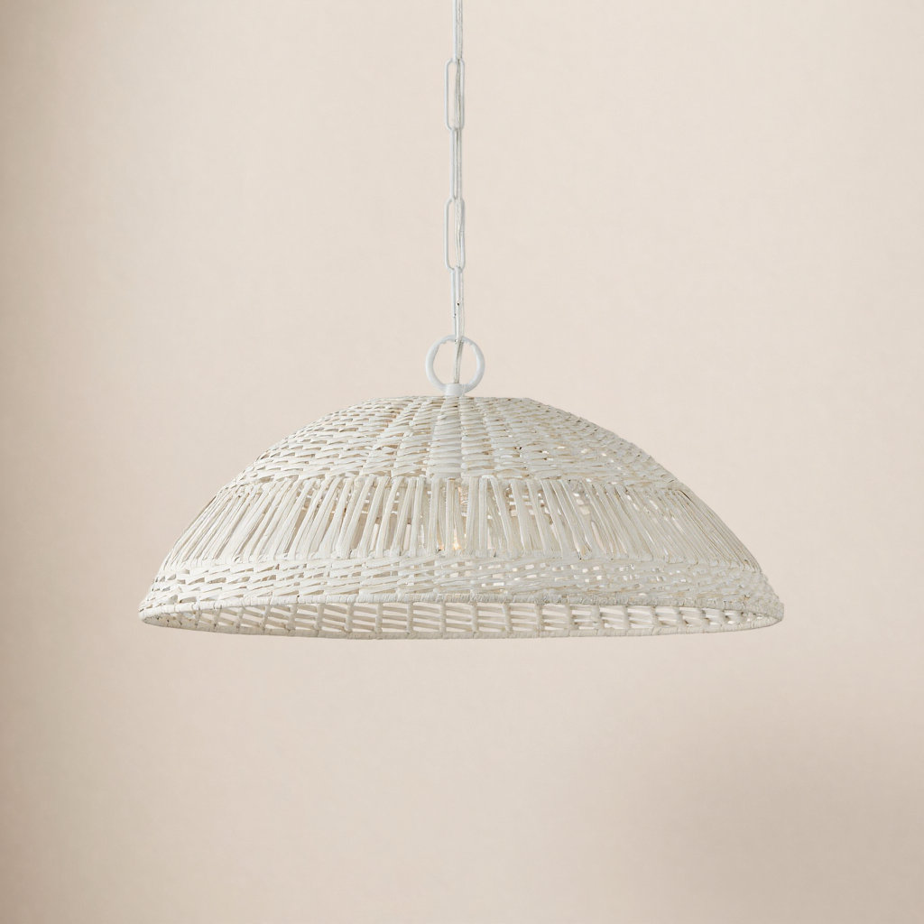 Elfie Single Light Rattan Dimmable Pendant, White