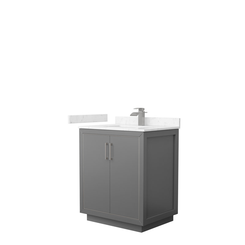 Ensemble de meuble-lavabo simple 30 po Icon, Gris foncé, Nickel brossé, Carrara