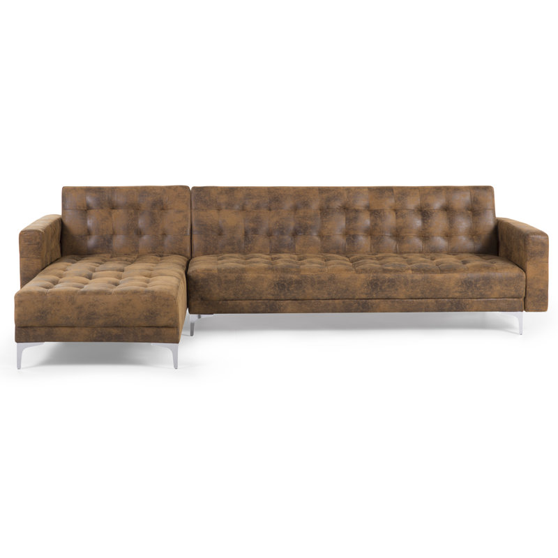 Delia 4 Seater Faux Leather Sofa Bed, Brown