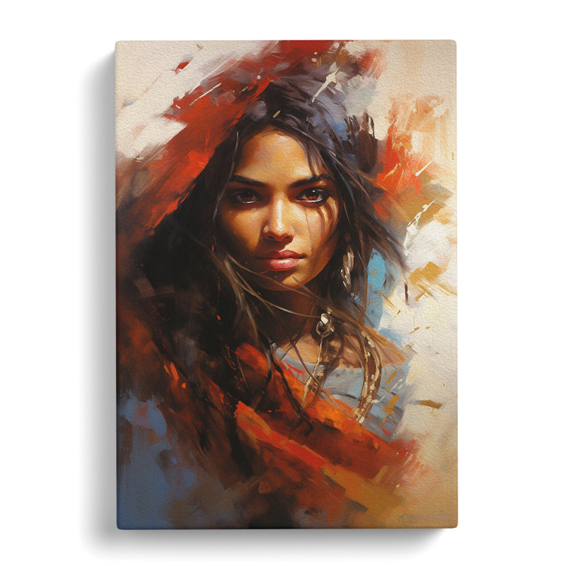 Indian Woman Action Painting - Print, 76cm H x 50cm W x 3cm D