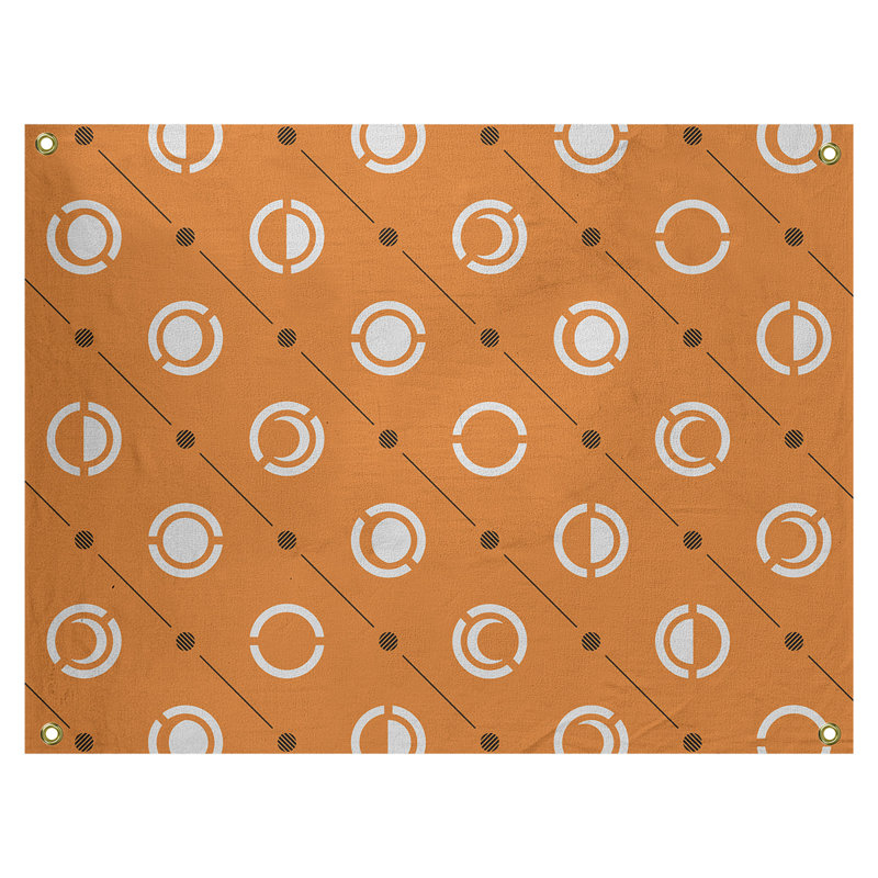 Tapisserie, H 26 po x l 36 po, Orange / blanc / noir