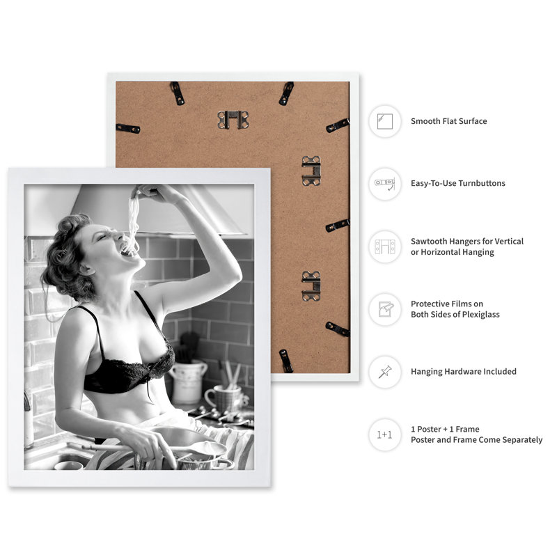 Femme spaghetti, Affiche, Encadrement blanc, H 16 po x l 20 po
