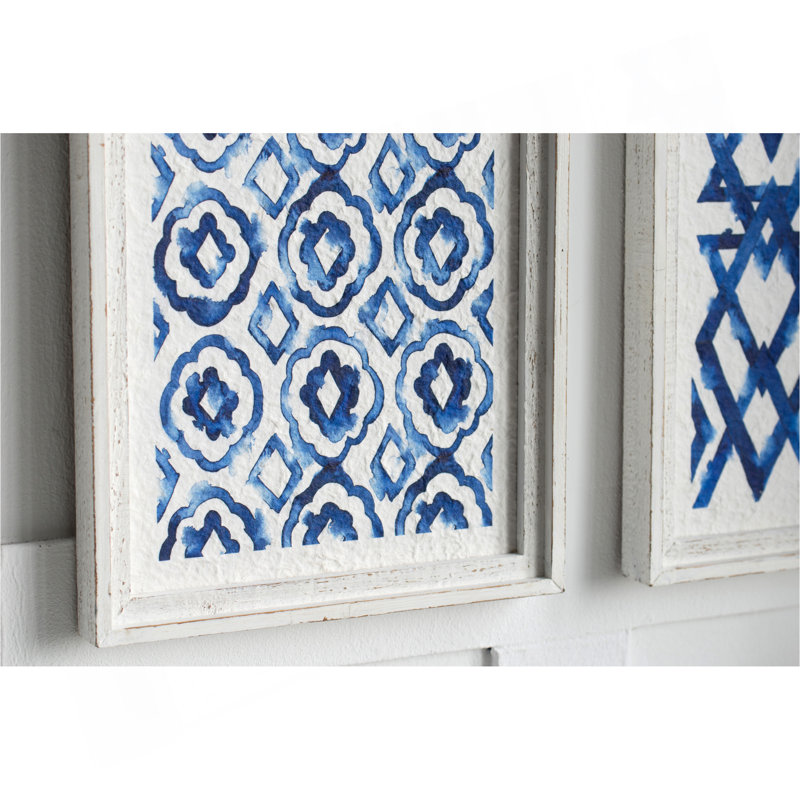 Ensemble de 2 sculptures suspendues bleues et blanches, décoration murale moderne, 12,5 po x 24,5 po