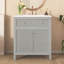 Meuble-lavabo 30 po avec lavabo en céramique, meuble-lavabo simple autoportant avec portes à fermeture douce