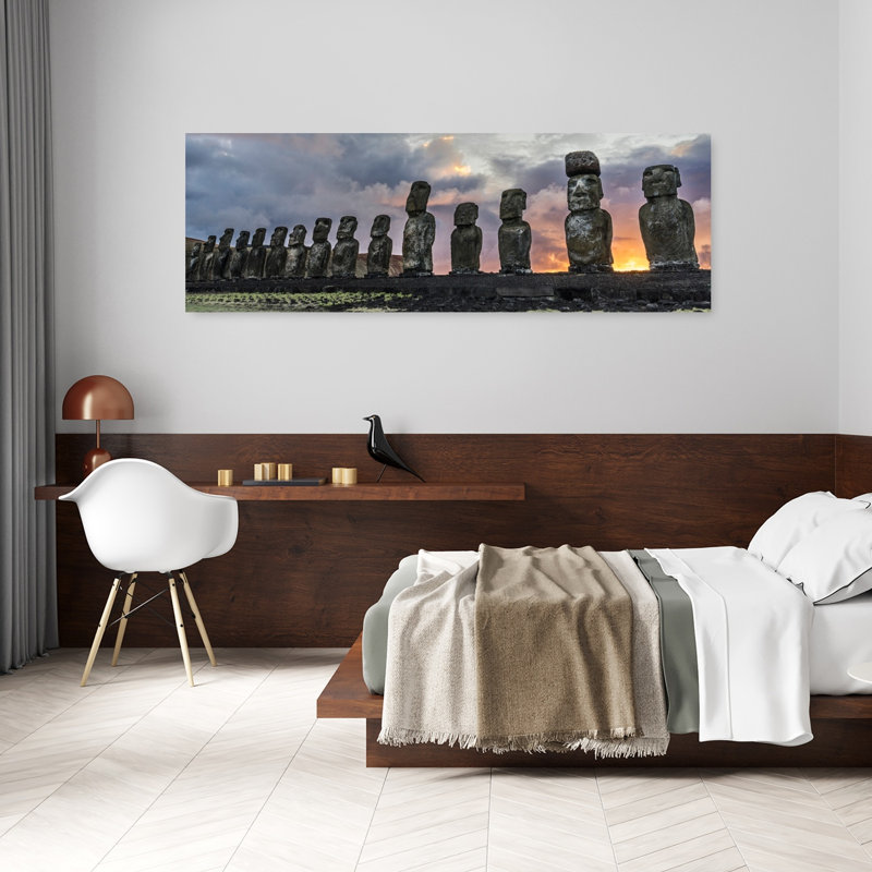 Easter Island Moai Sunset by Karsten Wrobel - Wrapped Canvas Panoramic Print, 152.4 cm H x 50.8 cm W