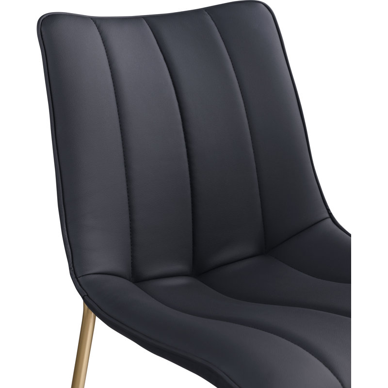 Isla Tufted Side Chair, Black Vegan Leather