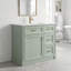 Meuble-lavabo autoportant à un lavabo de 91 cm (36 po) de couleur verte, avec comptoir en céramique et porte d'armoire à fermeture amortie-1923477870