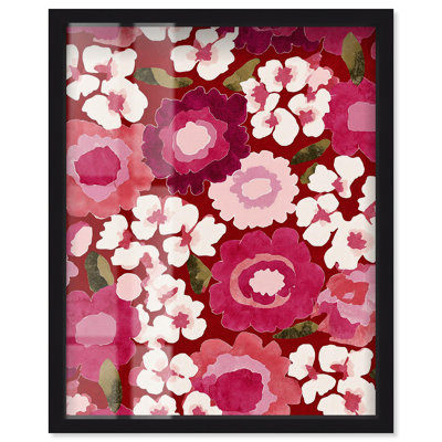 Décoration murale colorée «Rose Riot II» par Art Remedy, cadre noir, 20 x 24