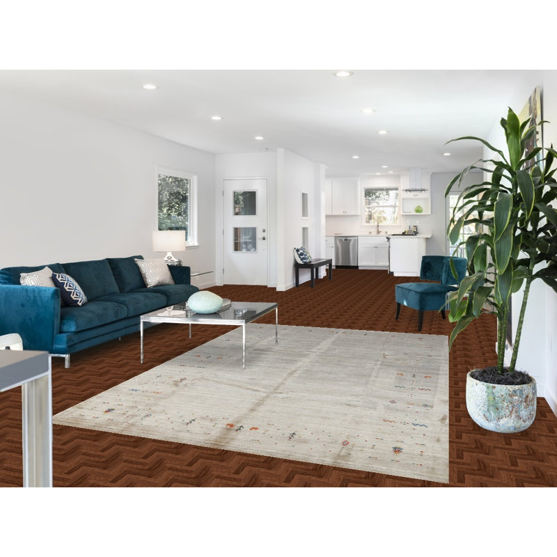 Tapis indien en laine fait à la main de style Gabbeh 6 x 9