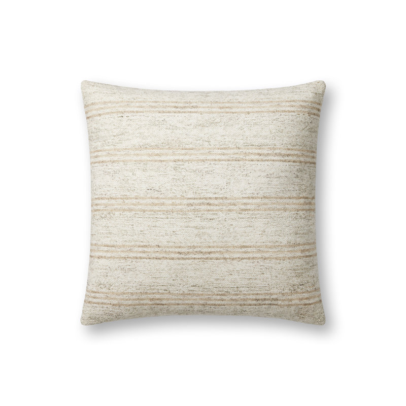 Ivory and Natural Striped 18" Round Pillow Cover