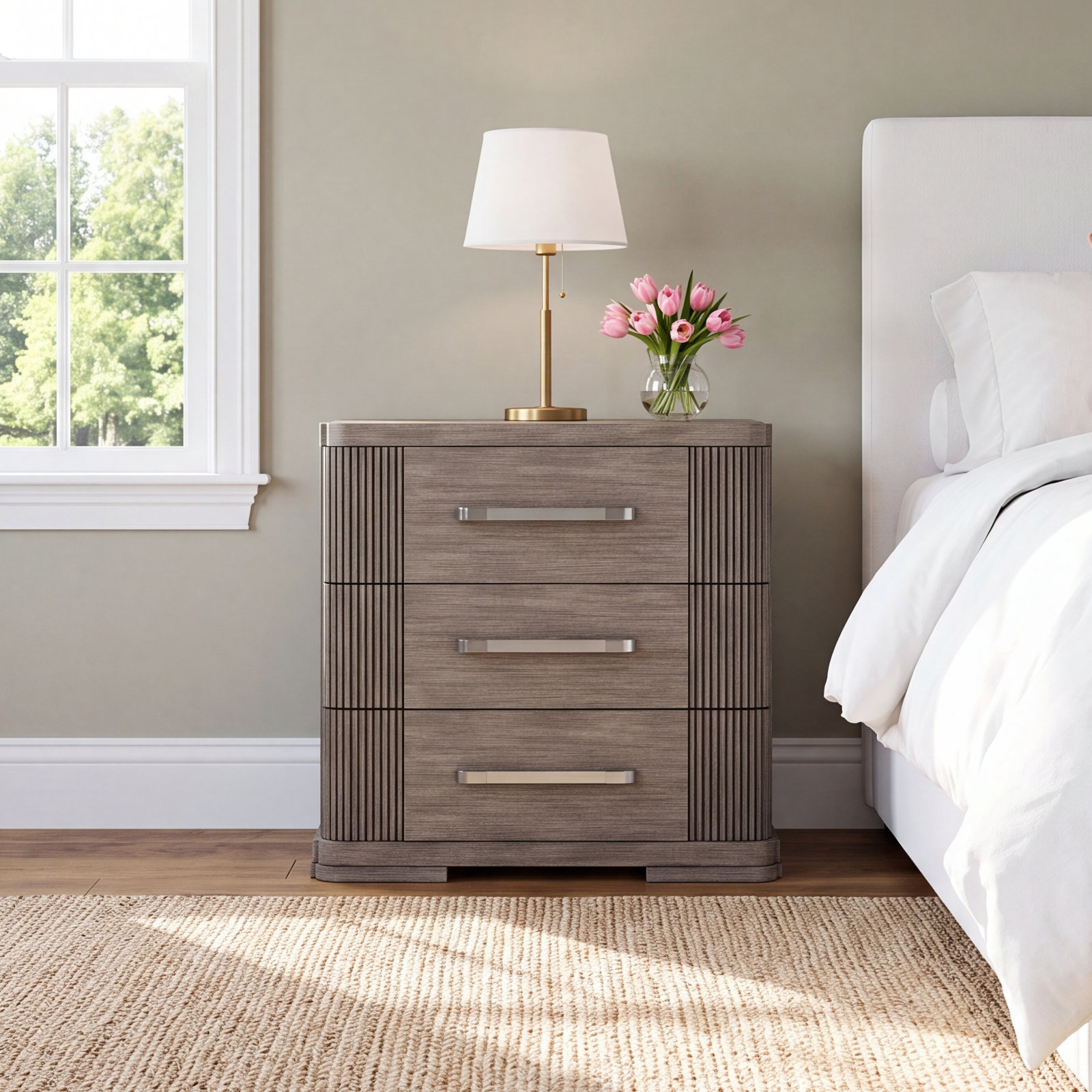3-Drawer Distressed Nightstand