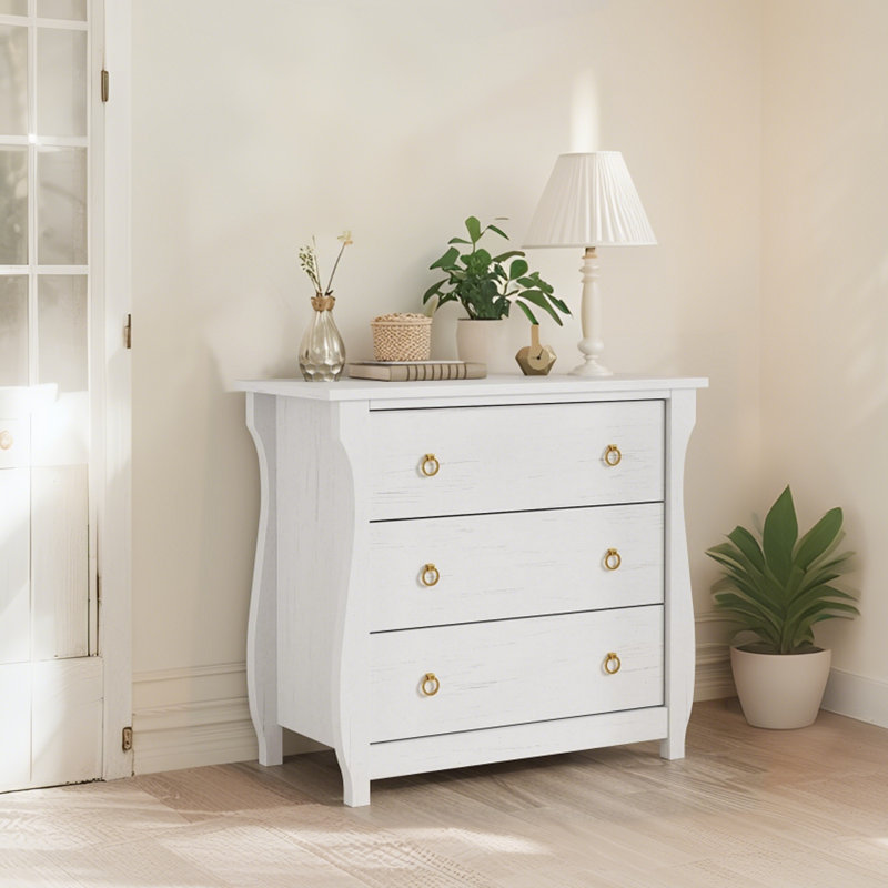  Commode 3 tiroirs Bohemian Modern, Blanc