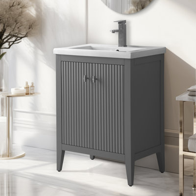 Laval 24" Single Sink Freestanding Bathroom Vanity with White Ceramic Top
