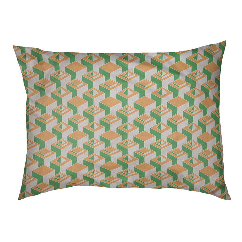 Coussin pour chien intérieur à motif skyscrapers Chen, Grand (l 50 po x P 7 po x H 40 po), Orange / Vert