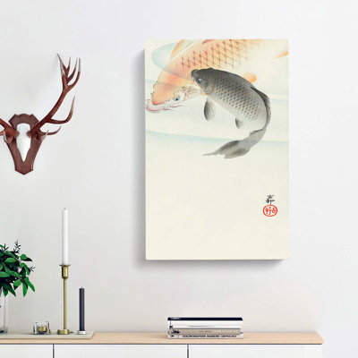 Two Carp Fish by Ohara Koson - Wrapped Canvas