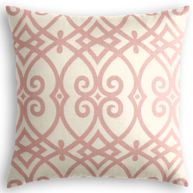 Scrolling Along Linen Blend Square Pillow Cover & Insert, 20" x 20", Pink/Ivory