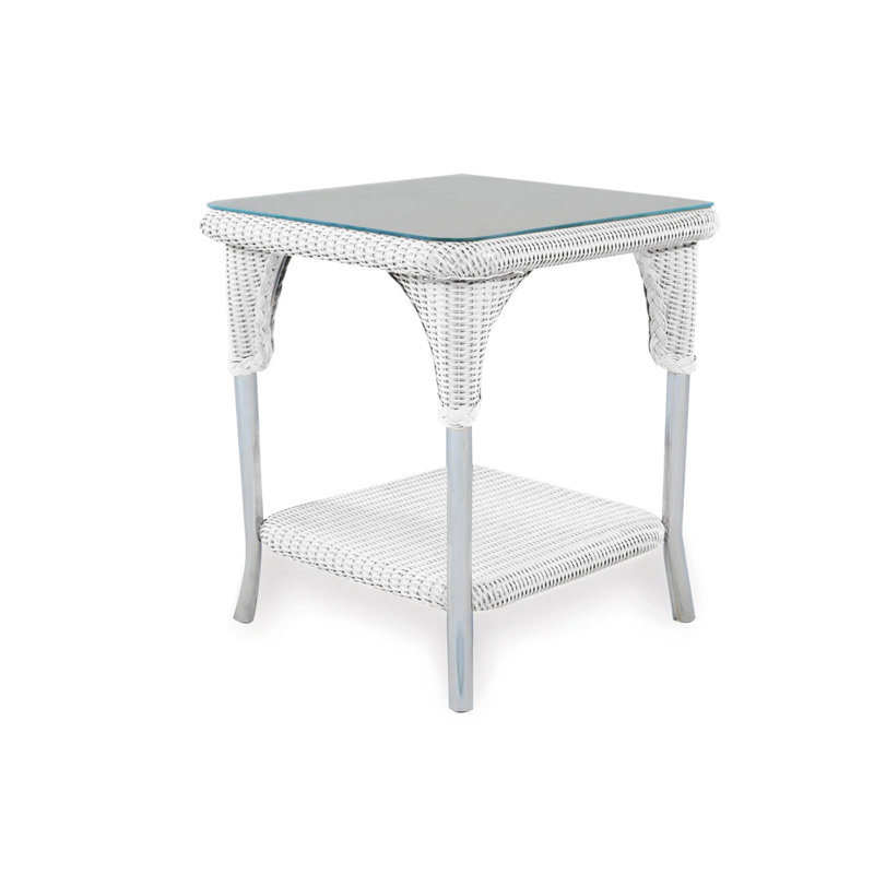 Universal Loom Accessories Outdoor Square Side Table, White