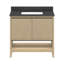 Meuble-lavabo blond naturel 37 W avec plateau en pierre frittée gris